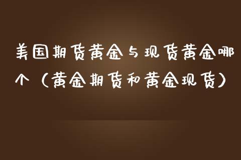 美国期货黄金与现货黄金哪个（黄金期货和黄金现货）_https://www.iteshow.com_商品期货_第2张