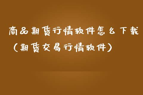 商品期货行情软件怎么下载（期货交易行情软件）_https://www.iteshow.com_期货公司_第2张