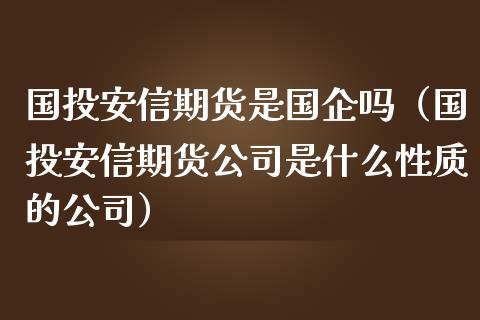 国投安信期货是国企吗（国投安信期货公司是什么性质的公司）_https://www.iteshow.com_商品期权_第2张