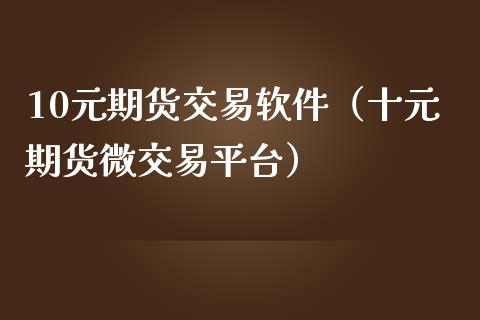 10元期货交易软件（十元期货微交易平台）_https://www.iteshow.com_期货品种_第2张