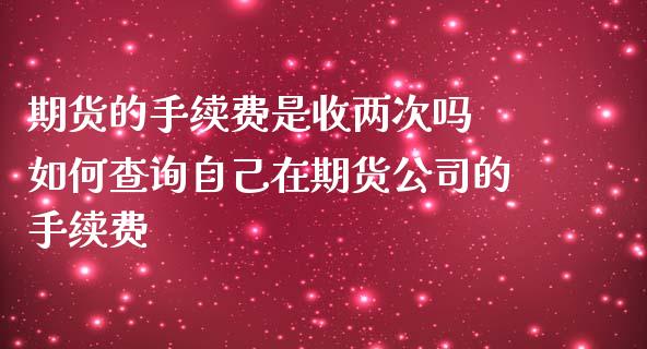 期货的手续费是收两次吗 如何查询自己在期货公司的手续费_https://www.iteshow.com_期货知识_第2张