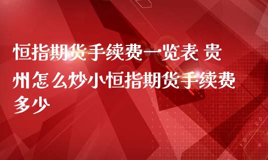 恒指期货手续费一览表 贵州怎么炒小恒指期货手续费多少_https://www.iteshow.com_股指期货_第2张