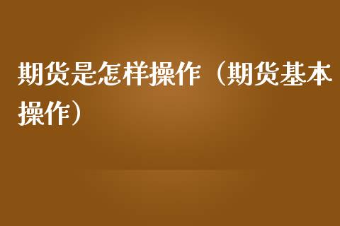 期货是怎样操作（期货基本操作）_https://www.iteshow.com_期货百科_第2张