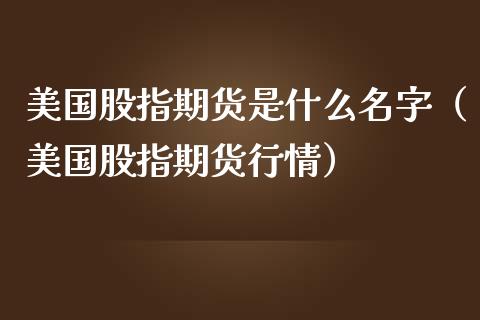 美国股指期货是什么名字（美国股指期货行情）_https://www.iteshow.com_期货开户_第2张