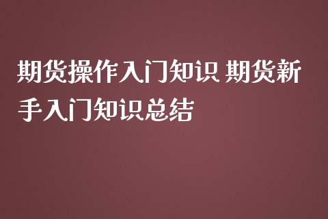 期货操作入门知识 期货新手入门知识总结_https://www.iteshow.com_期货品种_第2张