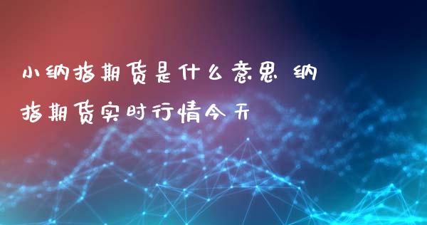 小纳指期货是什么意思 纳指期货实时行情今天_https://www.iteshow.com_商品期货_第2张