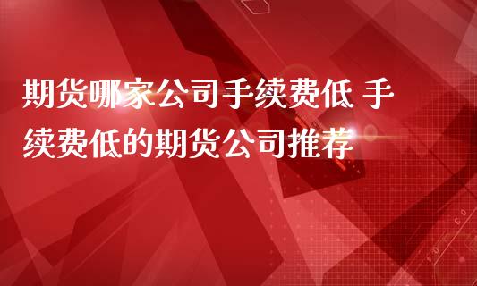 期货哪家公司手续费低 手续费低的期货公司推荐_https://www.iteshow.com_商品期权_第2张