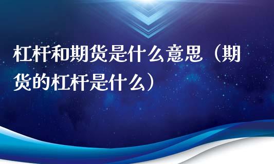 杠杆和期货是什么意思（期货的杠杆是什么）_https://www.iteshow.com_期货交易_第2张