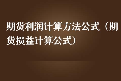 期货利润计算方法公式（期货损益计算公式）_https://www.iteshow.com_商品期权_第2张