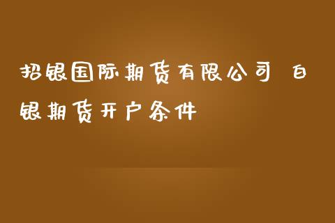 招银国际期货有限公司 白银期货开户条件_https://www.iteshow.com_期货百科_第2张