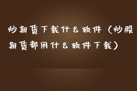 炒期货下载什么软件（炒股期货都用什么软件下载）_https://www.iteshow.com_期货开户_第2张