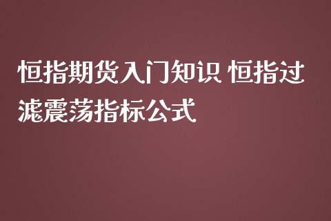 恒指期货入门知识 恒指过滤震荡指标公式_https://www.iteshow.com_原油期货_第2张