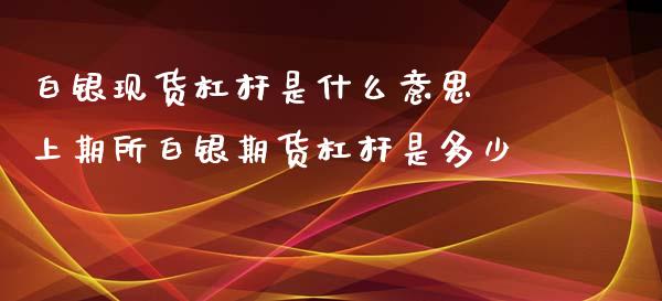 白银现货杠杆是什么意思 上期所白银期货杠杆是多少_https://www.iteshow.com_商品期权_第2张