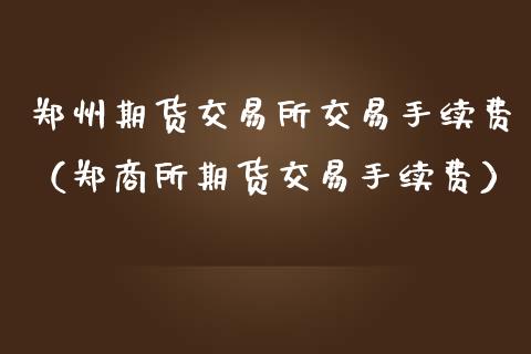 郑州期货交易所交易手续费（郑商所期货交易手续费）_https://www.iteshow.com_期货百科_第2张