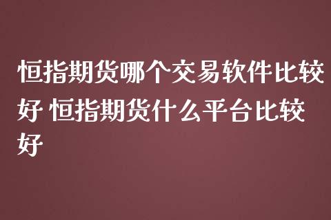 恒指期货哪个交易软件比较好 恒指期货什么平台比较好_https://www.iteshow.com_期货百科_第2张