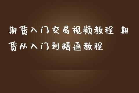 期货入门交易视频教程 期货从入门到精通教程_https://www.iteshow.com_股指期货_第2张