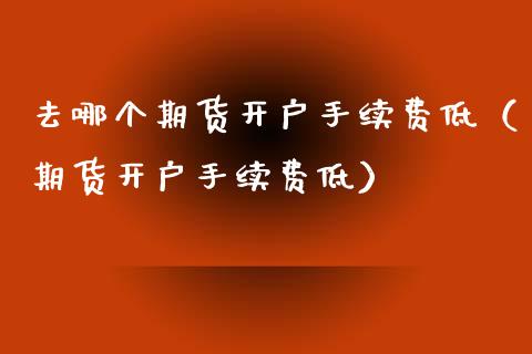 去哪个期货开户手续费低（期货开户手续费低）_https://www.iteshow.com_期货知识_第2张