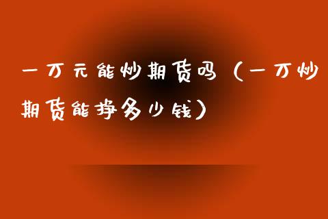 一万元能炒期货吗（一万炒期货能挣多少钱）_https://www.iteshow.com_期货知识_第2张