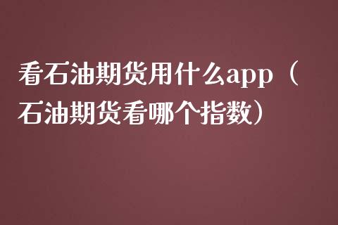 看石油期货用什么app（石油期货看哪个指数）_https://www.iteshow.com_商品期货_第2张