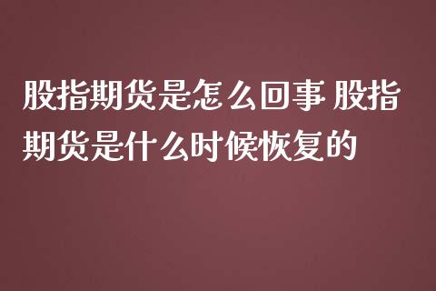 股指期货是怎么回事 股指期货是什么时候恢复的_https://www.iteshow.com_股指期权_第2张