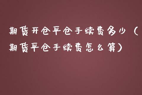 期货开仓平仓手续费多少（期货平仓手续费怎么算）_https://www.iteshow.com_期货品种_第2张