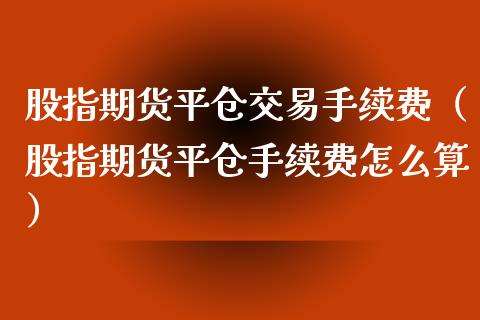 股指期货平仓交易手续费（股指期货平仓手续费怎么算）_https://www.iteshow.com_期货品种_第2张