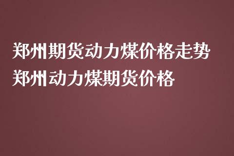 郑州期货动力煤价格走势 郑州动力煤期货价格_https://www.iteshow.com_商品期权_第2张