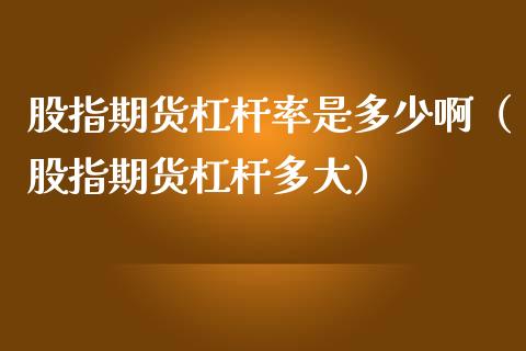 股指期货杠杆率是多少啊（股指期货杠杆多大）_https://www.iteshow.com_商品期货_第2张