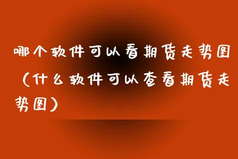 哪个软件可以看期货走势图（什么软件可以查看期货走势图）_https://www.iteshow.com_股指期货_第2张