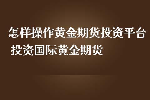 怎样操作黄金期货投资平台 投资国际黄金期货_https://www.iteshow.com_商品期权_第2张