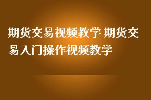 期货交易视频教学 期货交易入门操作视频教学_https://www.iteshow.com_商品期权_第2张