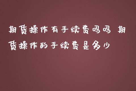 期货操作有手续费吗吗 期货操作的手续费是多少_https://www.iteshow.com_期货开户_第2张