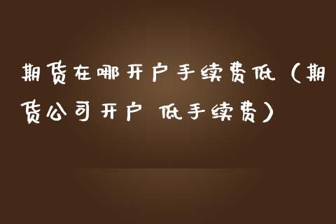 期货在哪开户手续费低（期货公司开户 低手续费）_https://www.iteshow.com_商品期货_第2张