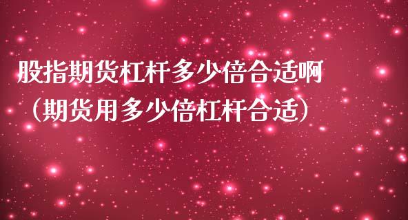 股指期货杠杆多少倍合适啊（期货用多少倍杠杆合适）_https://www.iteshow.com_期货品种_第2张