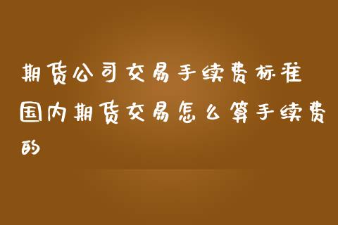 期货公司交易手续费标准 国内期货交易怎么算手续费的_https://www.iteshow.com_期货公司_第2张