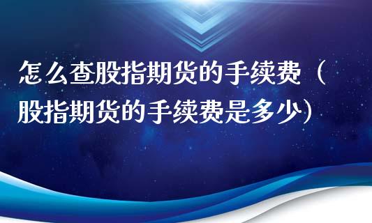 怎么查股指期货的手续费（股指期货的手续费是多少）_https://www.iteshow.com_商品期权_第2张