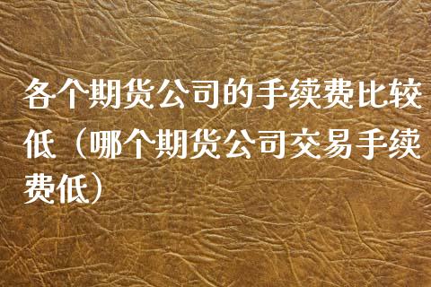 各个期货公司的手续费比较低（哪个期货公司交易手续费低）_https://www.iteshow.com_期货公司_第2张