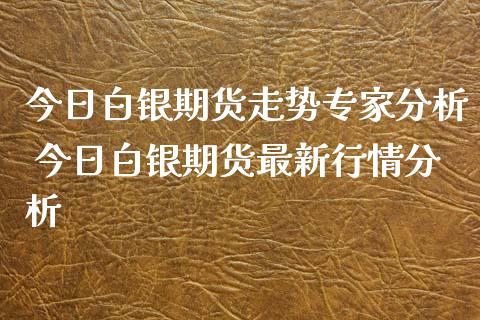 今日白银期货走势专家分析 今日白银期货最新行情分析_https://www.iteshow.com_期货公司_第2张