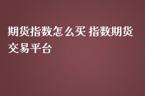 期货指数怎么买 指数期货交易平台_https://www.iteshow.com_商品期货_第2张