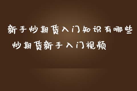 新手炒期货入门知识有哪些 炒期货新手入门视频_https://www.iteshow.com_期货交易_第2张