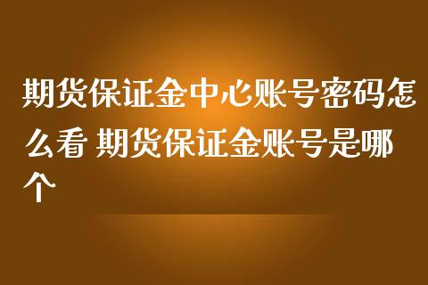 期货保证金中心账号密码怎么看 期货保证金账号是哪个_https://www.iteshow.com_商品期权_第2张