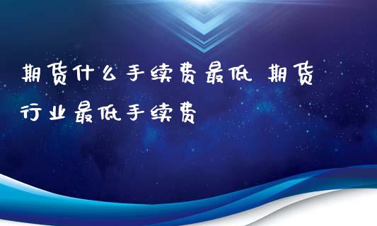 期货什么手续费最低 期货行业最低手续费_https://www.iteshow.com_商品期货_第2张