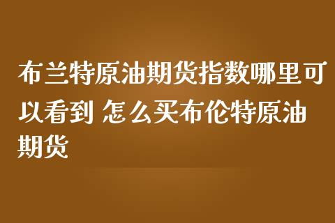 布兰特原油期货指数哪里可以看到 怎么买布伦特原油期货_https://www.iteshow.com_期货知识_第2张