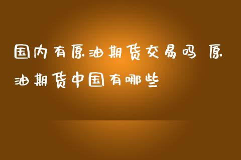 国内有原油期货交易吗 原油期货中国有哪些_https://www.iteshow.com_期货手续费_第2张