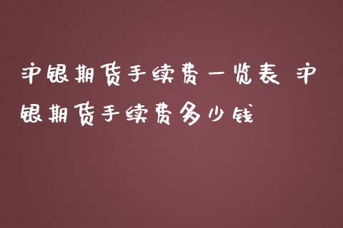 沪银期货手续费一览表 沪银期货手续费多少钱_https://www.iteshow.com_股指期权_第2张