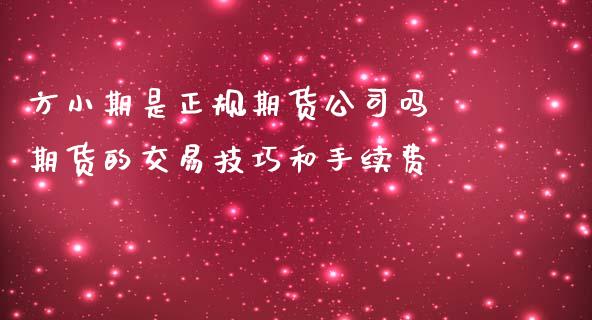 方小期是正规期货公司吗 期货的交易技巧和手续费_https://www.iteshow.com_商品期权_第2张