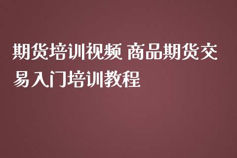 期货培训视频 商品期货交易入门培训教程_https://www.iteshow.com_期货手续费_第2张