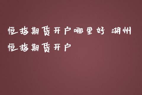 恒指期货开户哪里好 湖州恒指期货开户_https://www.iteshow.com_商品期权_第2张