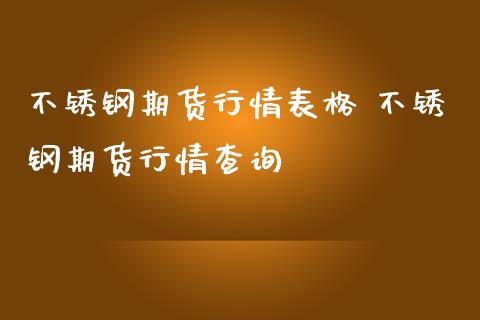 不锈钢期货行情表格 不锈钢期货行情查询_https://www.iteshow.com_商品期权_第2张