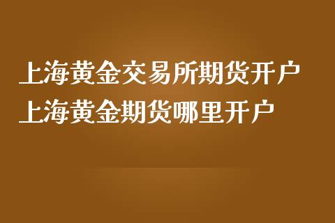 上海黄金交易所期货开户 上海黄金期货哪里开户_https://www.iteshow.com_期货百科_第2张